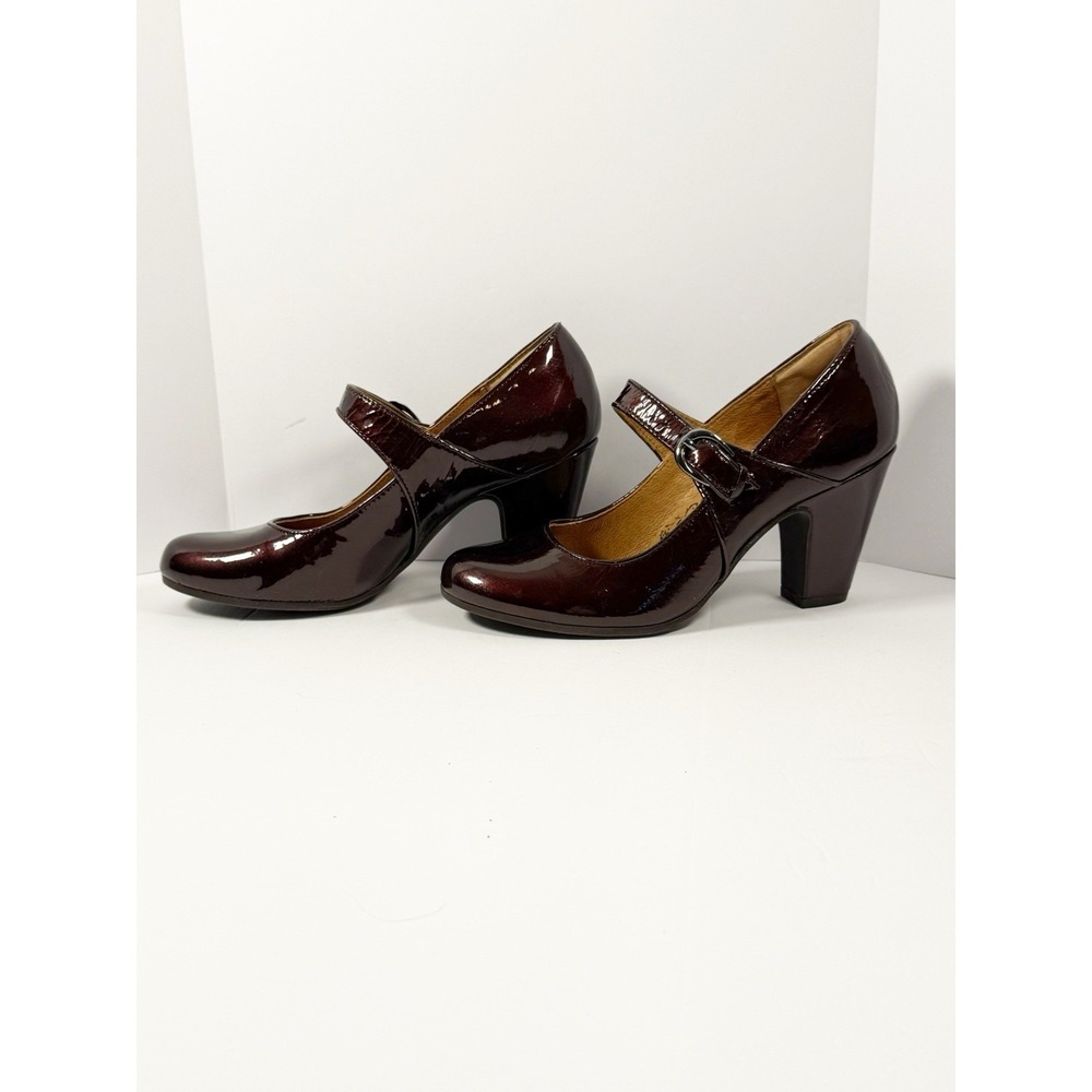 Sofft Miranda Mary Jane Pump Block Heel Patent Leather Y2K Burgandy Retro Sz 7 - Picture 5 of 16
